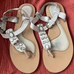 Charles David White and Silver Sandals
